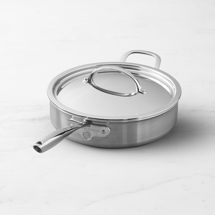 Williams Sonoma Signature Thermo-Clad™ Brushed Stainless-Steel Saute Pan, 4 1/2-Qt.