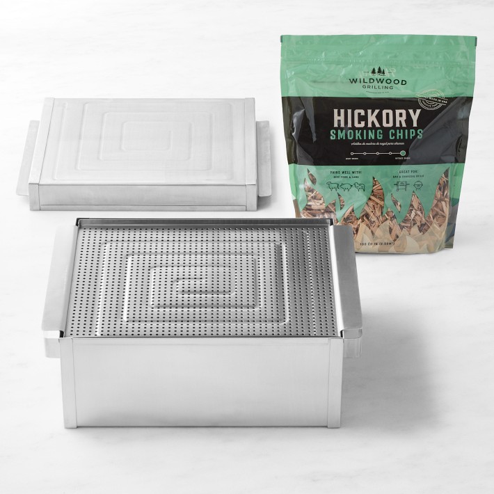Williams Sonoma Smoker Box & Hickory Smoking Chips Set Williams Sonoma