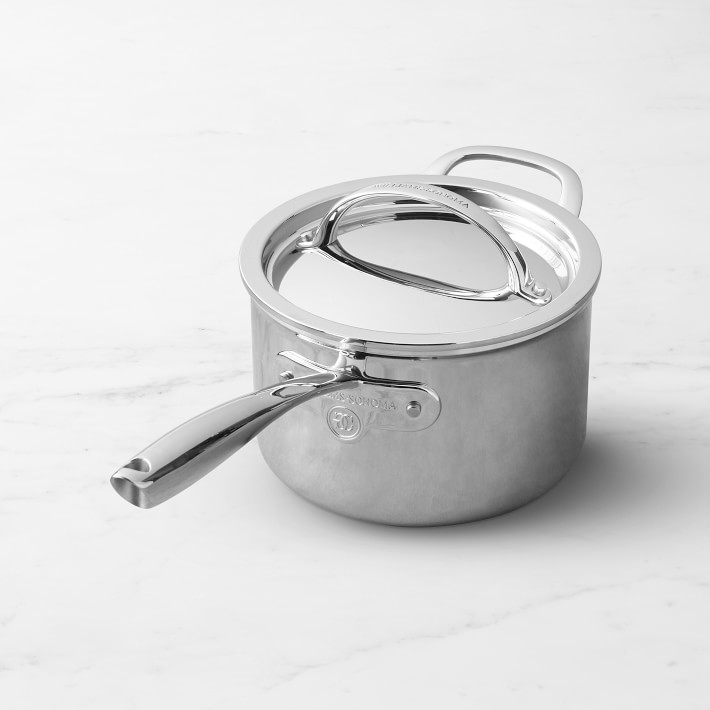 Williams Sonoma Thermo-Clad™ Stainless-Steel Saucepan with Lid, 3-Qt.