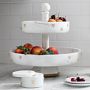 Williams Sonoma Honeycomb Marble Two Tier Fruit Bowl