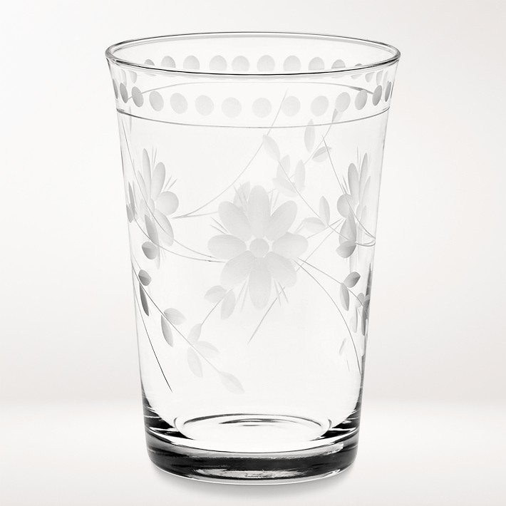 Vintage Etched Tumblers, Set of 4, Clear