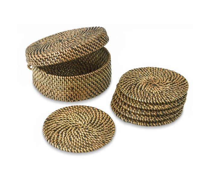 Nito Coasters with Holder, Set of 6