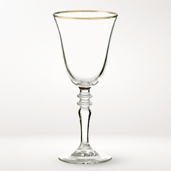 Gold Rim Wine Glasses, Set of 4