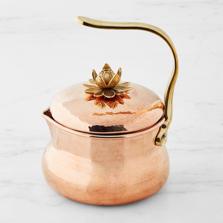 Ruffoni Historia Hammered Copper Tea Kettle with Lotus Knob