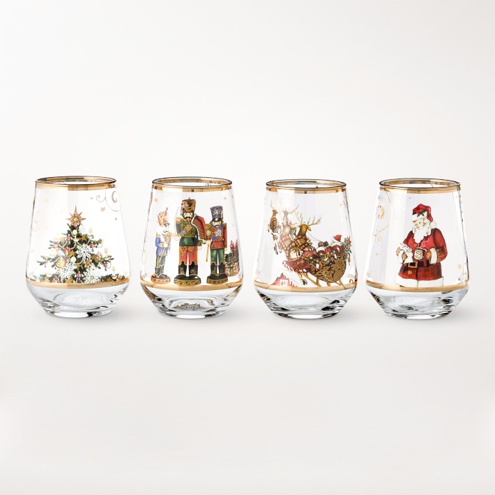 'Twas the Night Before Christmas Stemless Wine Glasses, Set of 4, Mixed