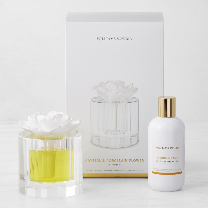 Williams Sonoma Crystal Flower Diffuser and Refill Set, Citrus and Sage