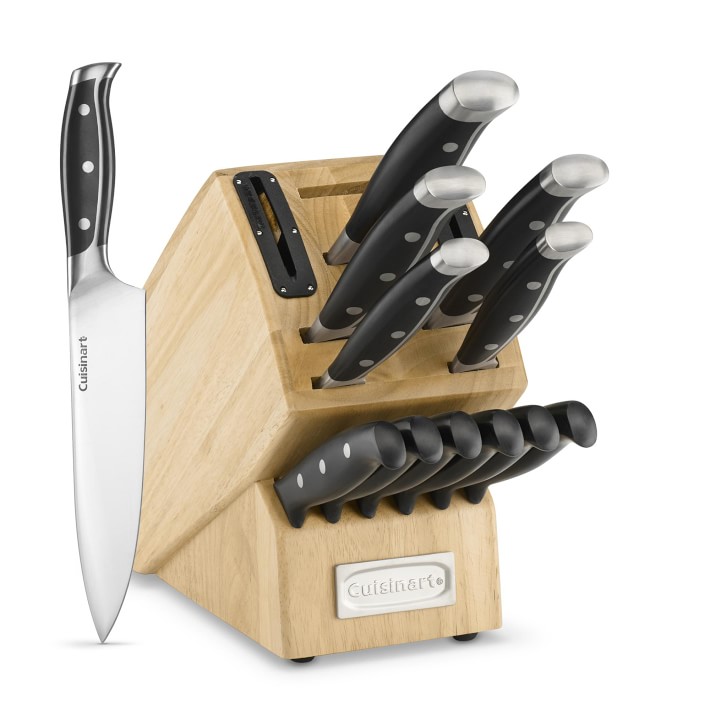 Cuisinart Nitrogen-Infused Stainless-Steel Knife Block with Built in Sharpener, Set of 15