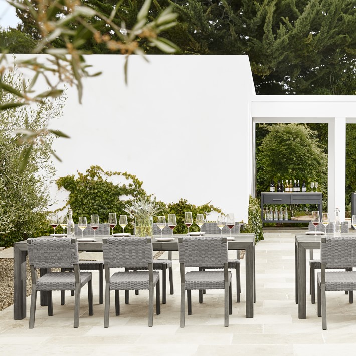 Larnaca Grey Teak Extendable Dining Table &amp; All-Weather Weave Dining Chairs