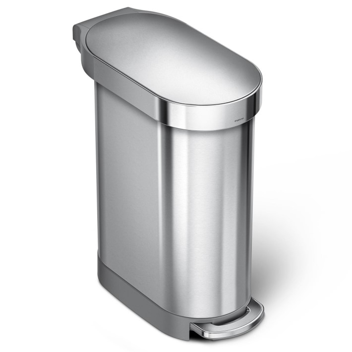 simplehuman 45-Liter Slim Hands-Free Kitchen Step Trash Can with Liner Rim