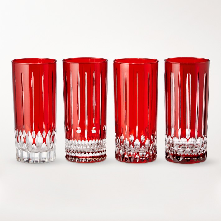 Wilshire Highball Glasses, Set of 4, Red