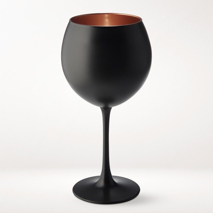 Black Matte & Copper Wine Glass, Set of 4