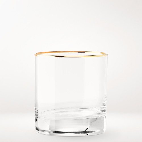 Gold Rim Double Old-Fashioned Glasses, Set of 4