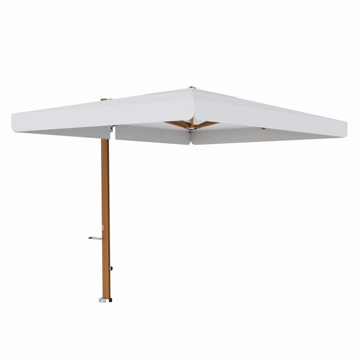 8x12' Rectangular Cantilever Straight Valance Performance Umbrella with Contrast Binding, Wood Finish