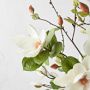 Faux Magnolia Flower &amp; Branch Arrangement in Silver Vase