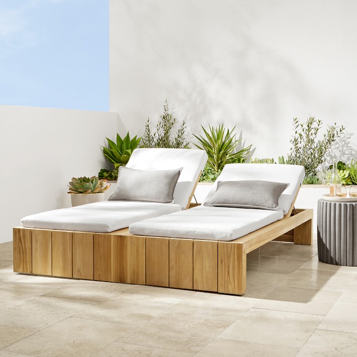Larnaca Outdoor Natural Teak Double Chaise