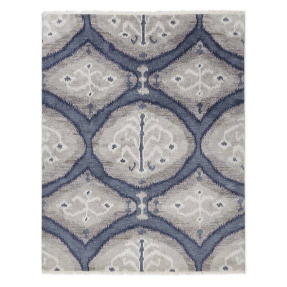 Custom Bukhara Ikat Hand Knotted Rug Denim Hand Knotted Rug Williams