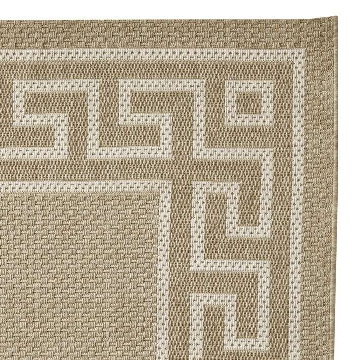 Faux Natural Greek Key Indoor/Outdoor Rug Swatch, Angora/Gray