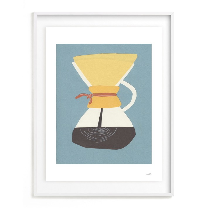 OPEN BOX: Coffee Maker Limited Edition Kitchen Art by Minted, White Wood Frame, Float Mount, 30x40