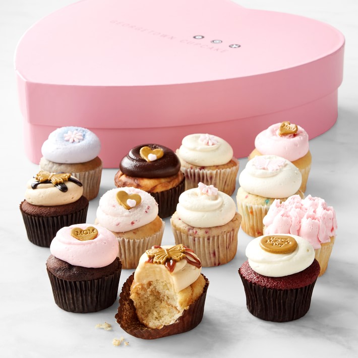 Georgetown Cupcake Mother's Day Cupcakes in a Heart Gift Box, Immediate Delivery