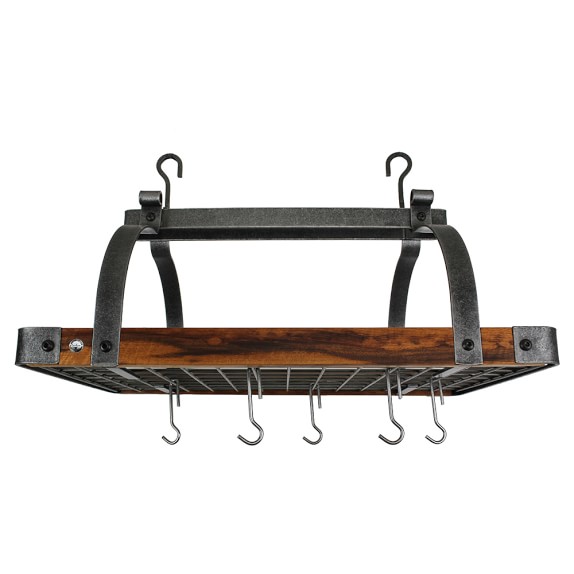 Enclume Sig Steel & Tigerwood Rectangular Pot Rack | Williams Sonoma