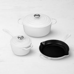 Le Creuset Signature Enameled Cast Iron 5-Piece Cookware Set, White