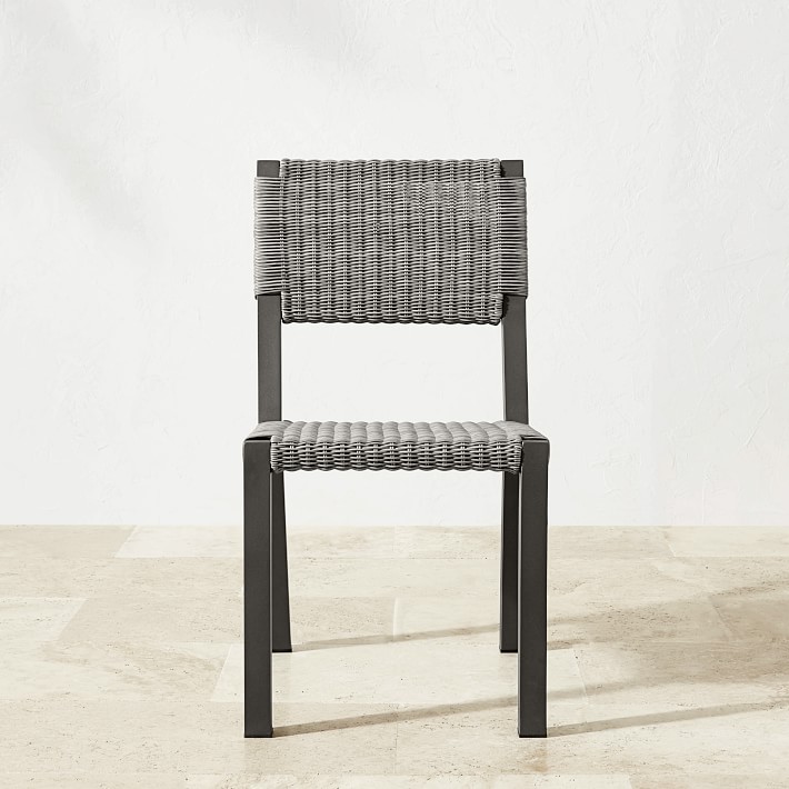 OPEN BOX: Larnaca Outdoor Slate Grey Metal x All-Weather Weave Dining Side Chair