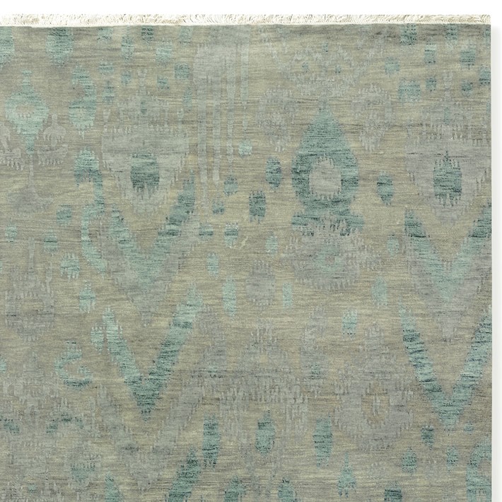 Deep Sea Ikat Hand Knotted Rug Swatch