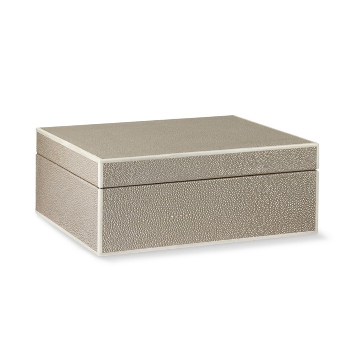 Faux Shagreen Box, Large, Ivory