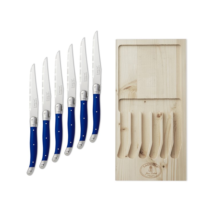Laguiole Jean Dubost Steak Knife Set, Set of 6, Blue
