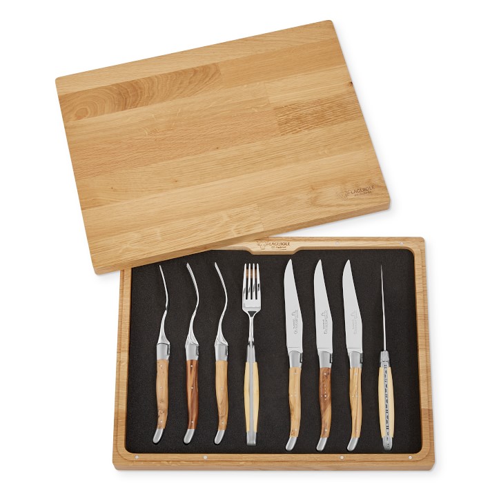 Laguiole en Aubrac Mixed Wood Fork & Steak Knives, Set of 4