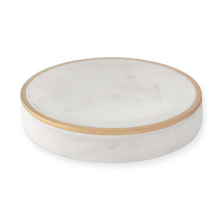 White Marble and Brass Soap Dish