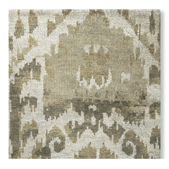 Burnished Ikat Hand Knotted Rug Swatch, 18X18