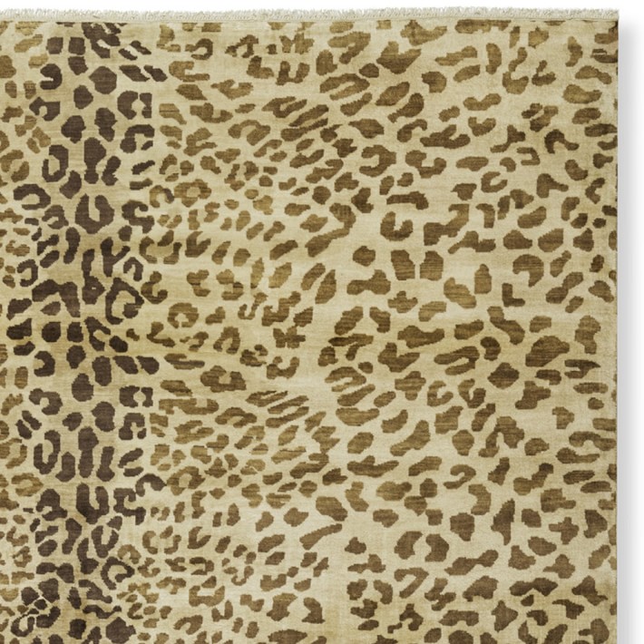 Hand Knotted Leopard Rug Swatch, Tan