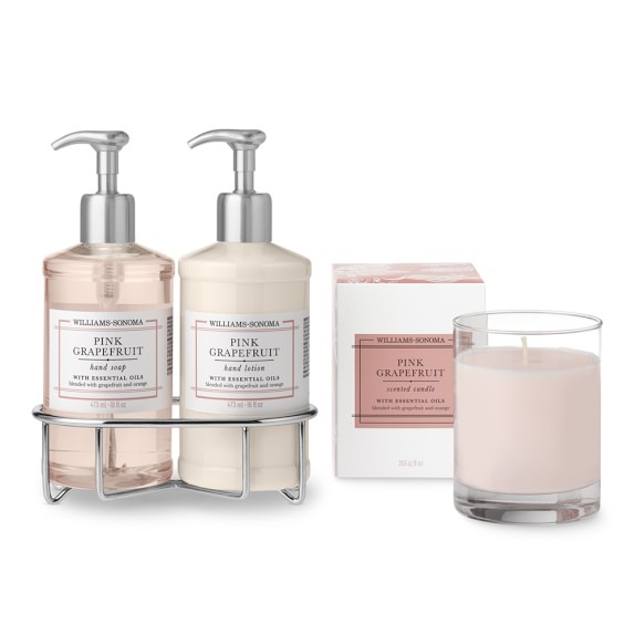 Williams Sonoma Pink Grapefruit Hand Soap & Lotion, Deluxe 6Piece Set