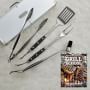 Williams Sonoma Stainless Steel BBQ Tool Set with Williams Sonoma Grill School Cookbook