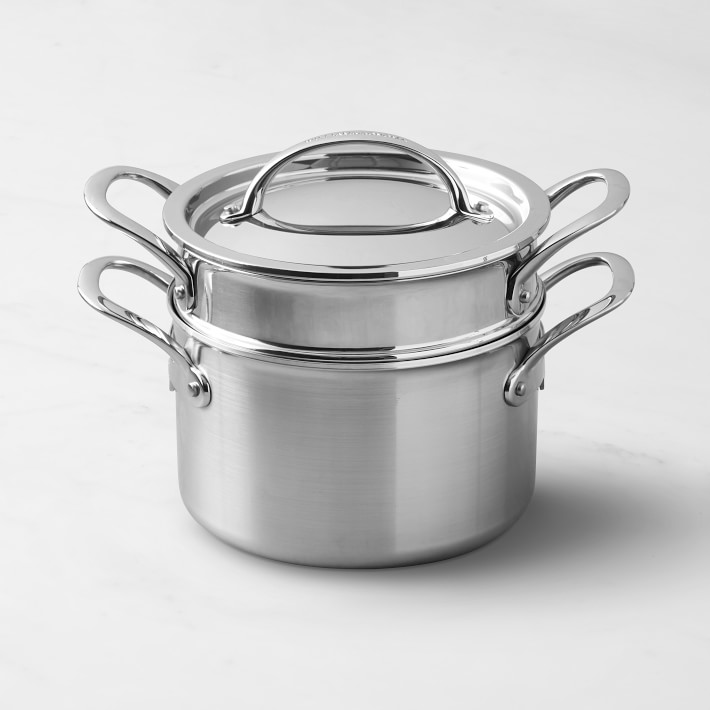Williams Sonoma Signature Thermo-Clad&#8482; Brushed Stainless-Steel Steamer Multipot, 4-Qt.