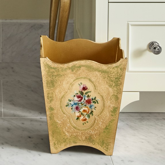 Florentine Wood Wastebasket | Williams Sonoma