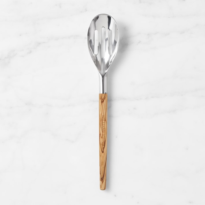 &#160;Williams Sonoma Stainless Steel Olivewood Utensil Slotted Spoon