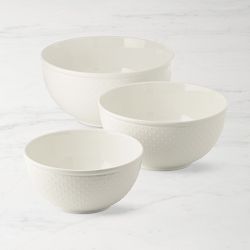 White Swiss Dot Ceramic Bowls, Set of 3