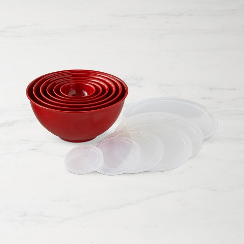Melamine Mixing Bowls with Lid, Set of 6, Red