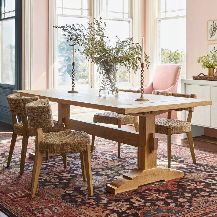 Swedish Trestle Extendable Rectangular Dining Table