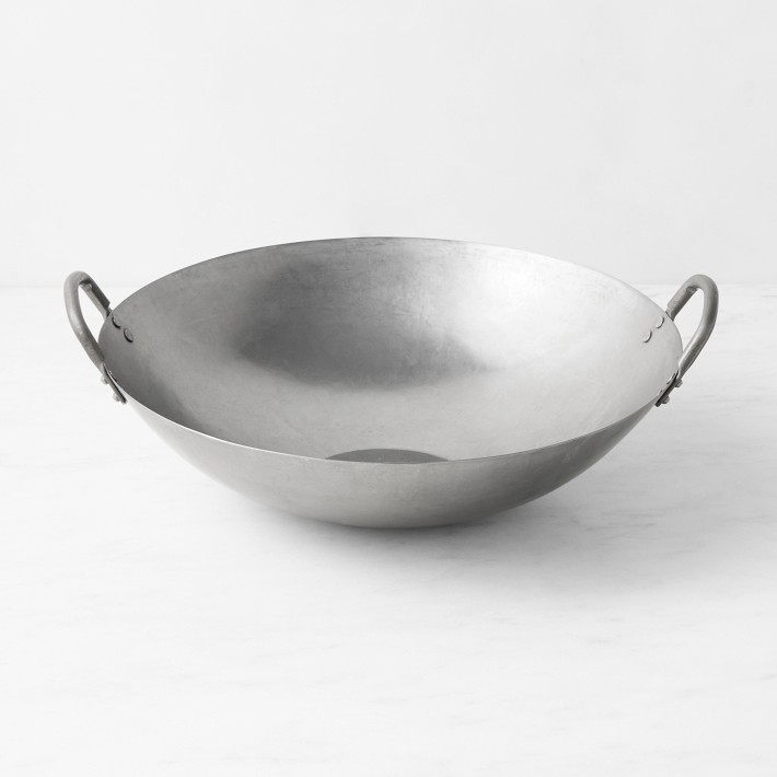 Williams Sonoma Traditional Flat Bottom Carbon Steel Double Handled Wok
