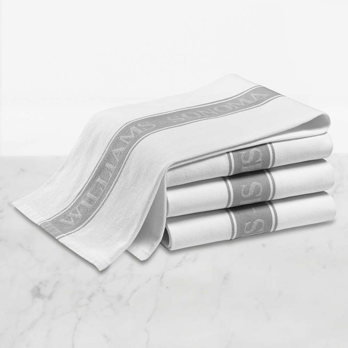 Williams Sonoma Classic Logo Towels, Set of 4, Drizzle Grey