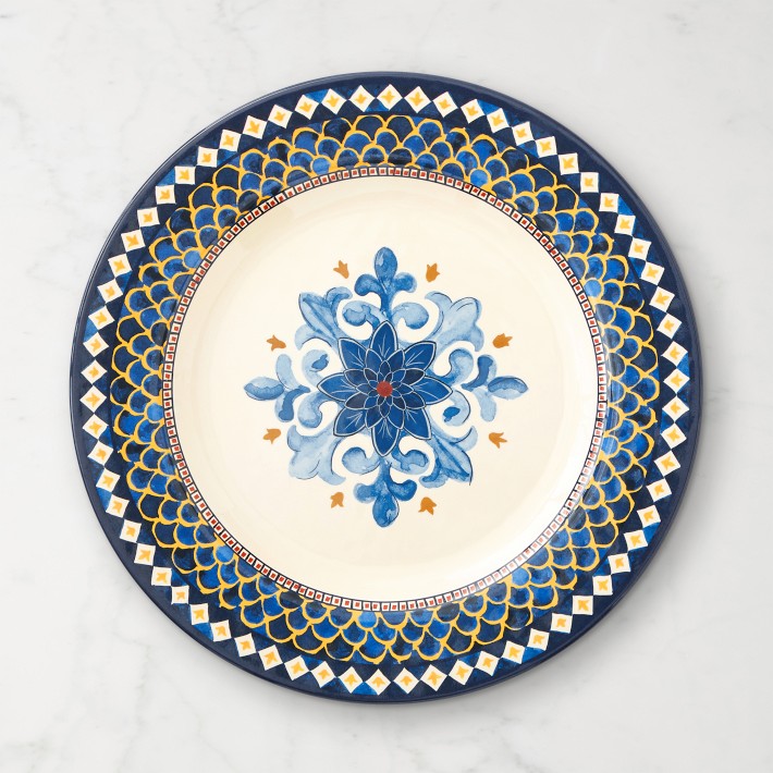 Sicily Outdoor Melamine Dinner Plates, Blue