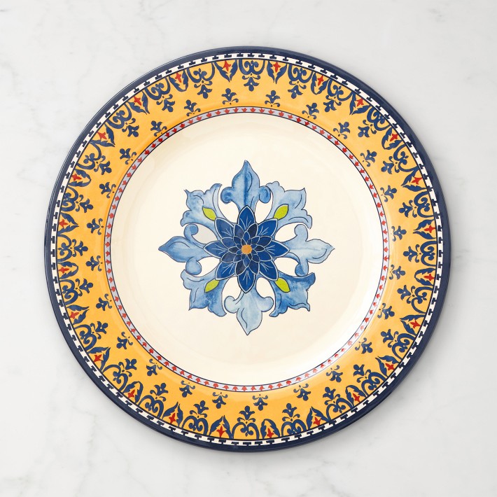 Sicily Outdoor Melamine Dinner Plates, Yellow Set of 4