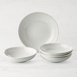 Cyprus Reactive Glaze Pasta Bowl Set with Serve Bowl, White