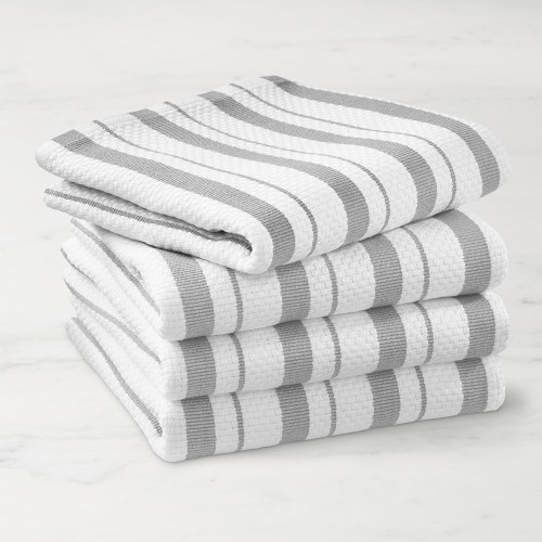 Williams Sonoma Classic Stripe Towels, Set of 4, Drizzle Grey
