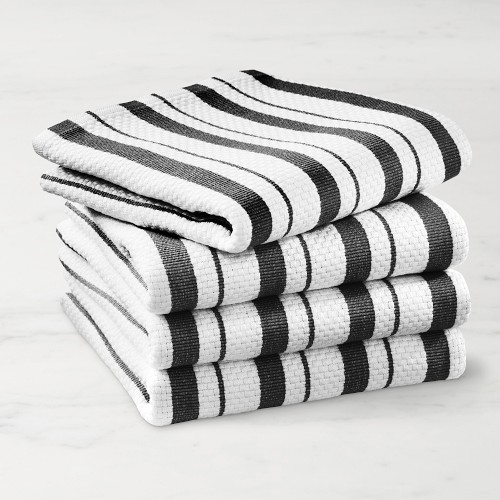 Williams Sonoma Classic Stripe Towels, Set of 4, Jet Black