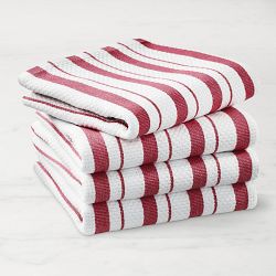 Williams Sonoma Classic Stripe Towels, Set of 4, Claret Red