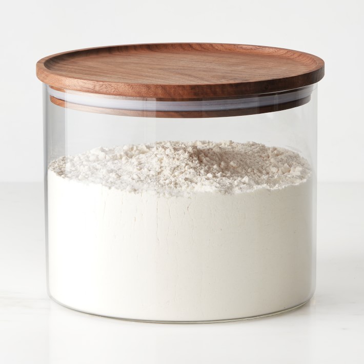 Hold Everything Stackable Glass Canister, medium walnut